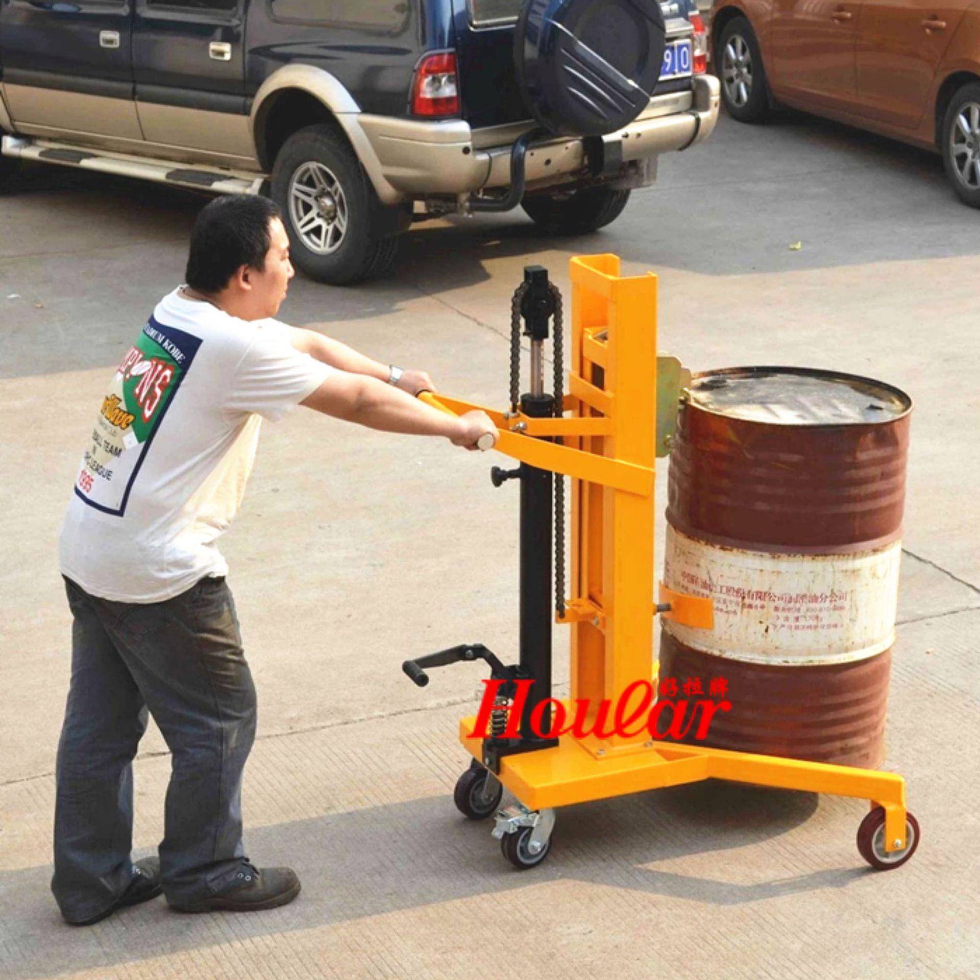 承重450KG宽支腿脚踏式液压油桶车 DTF450可加称重托盘油桶搬运车