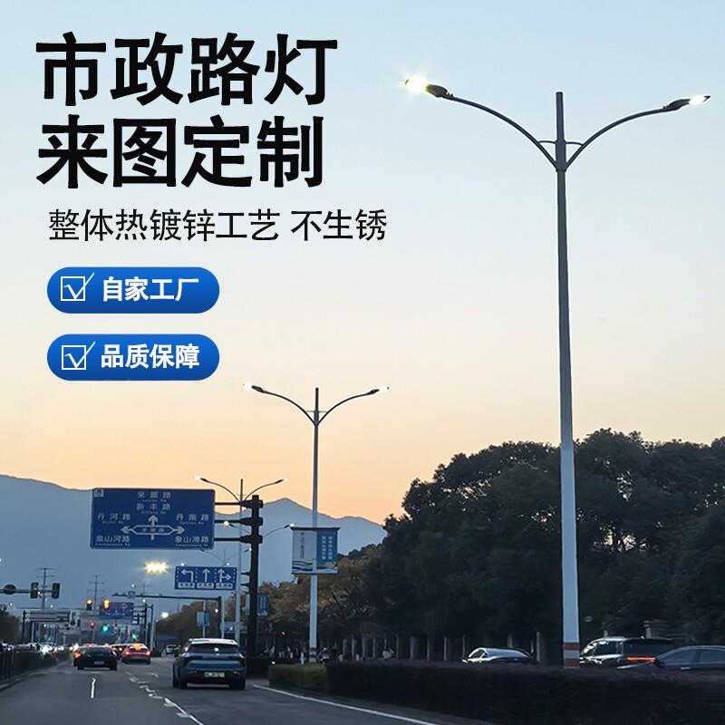 广西定制市电路灯杆10米12米市政道路照明接电款双臂路灯户外灯杆