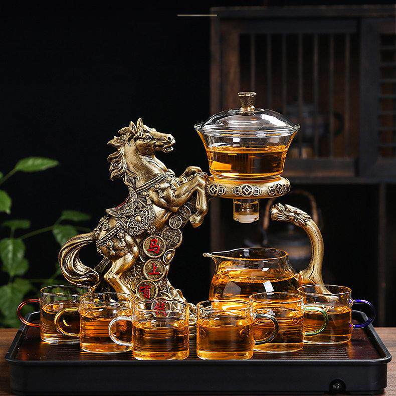 新款马上有钱玻璃茶具套装懒人泡茶磁吸茶壶家用半自动泡茶