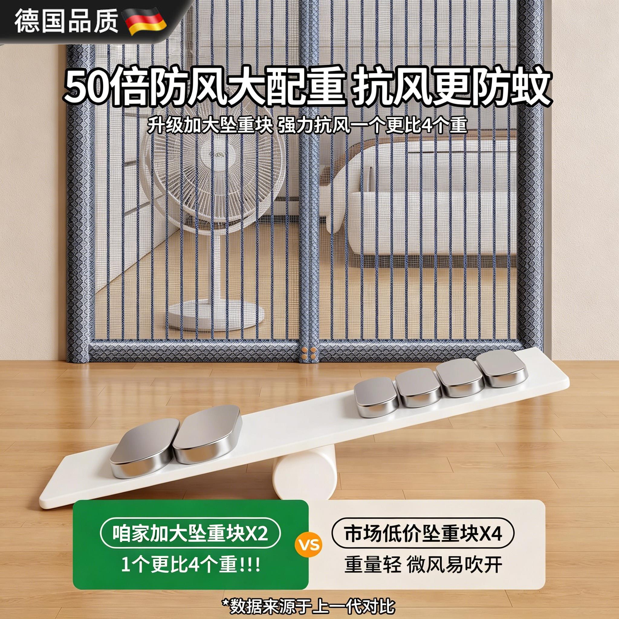 德国防蚊门帘全磁条金刚网强力磁性自吸纱门纱窗高档家用2026新款