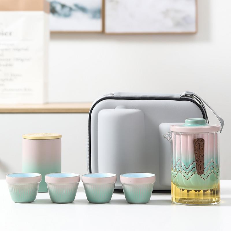 黑陶渐变一壶四杯小套家用户外车载旅行茶具套装印制logo商务礼品