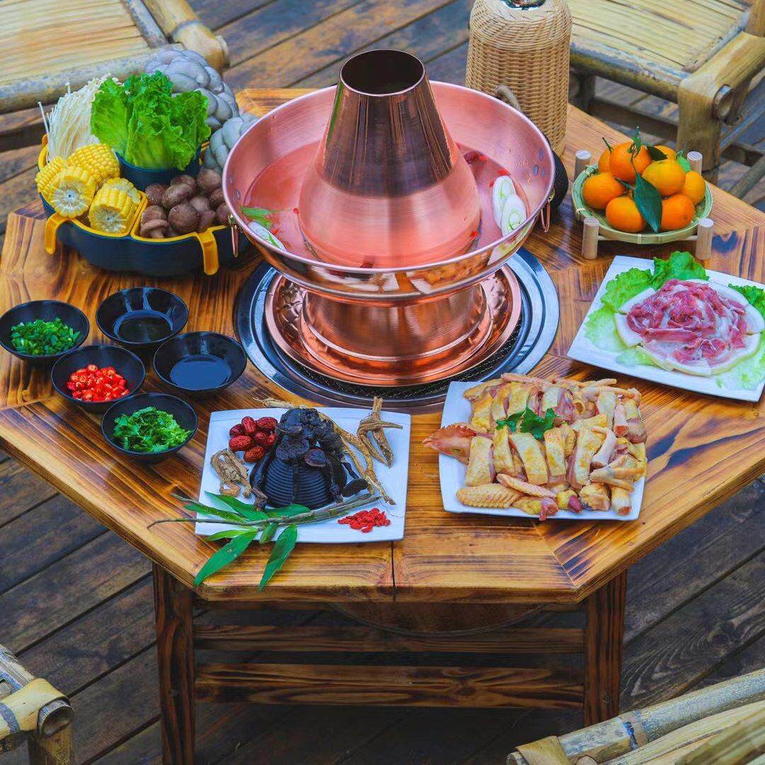韩式烤肉炉子室内火锅桌火塘桌烤火炉户外庭院烧烤桌家用围炉煮茶