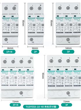 天正TGDY55II浪涌电涌保护器2P/3P+N/4P二级防雷避雷器20KA40KA