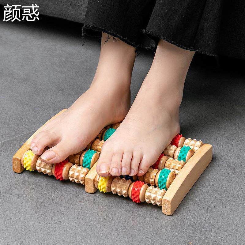 上品木质六排大号滚轮式足底穴位按摩器手部按摩家用脚底按摩器