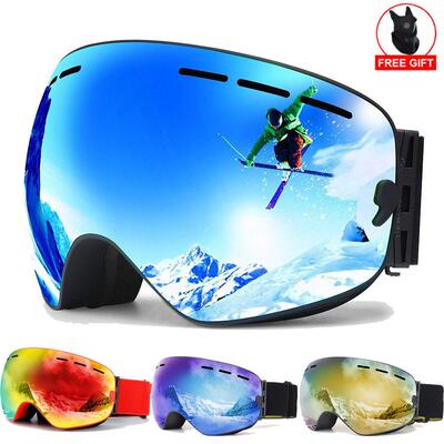 Ski Goggles UV400 Protection Snowboard Eyewear Anti-fog Big