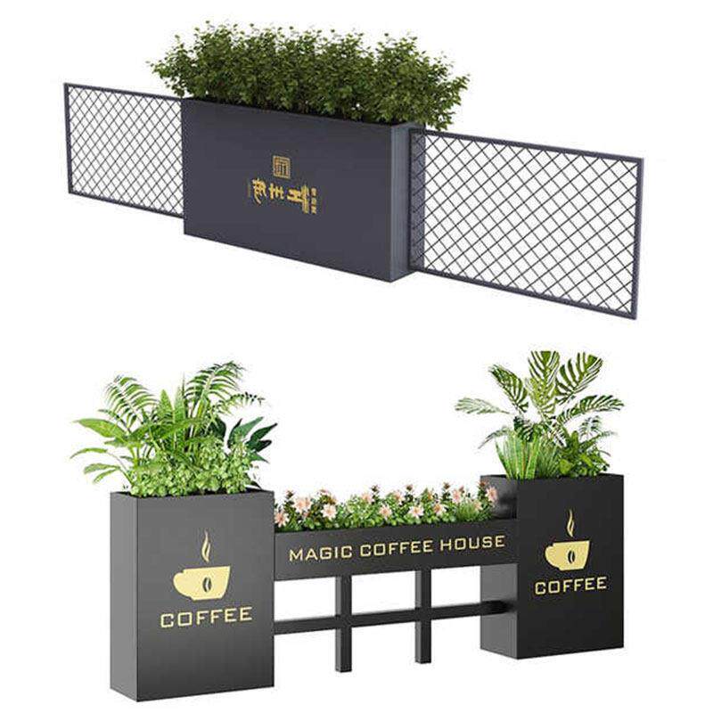 户外花箱栅栏室外外摆种植不锈钢铁艺围挡隔断花坛组合围栏花盆