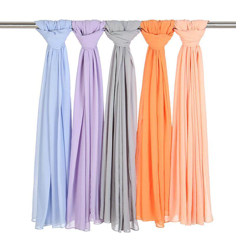 83# Colors Scarf Women Shawl雪纺泡泡巾长女巾回族头巾印度纱巾