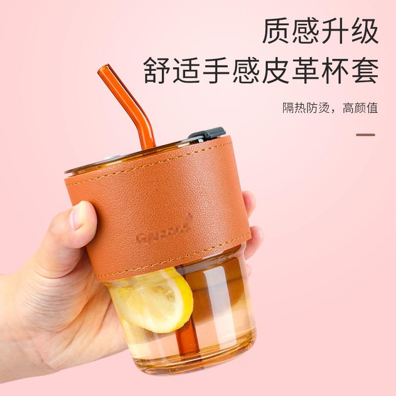 竹节杯创意水杯家用玻璃杯办公室隔热吸管杯子ins风大容量咖啡杯