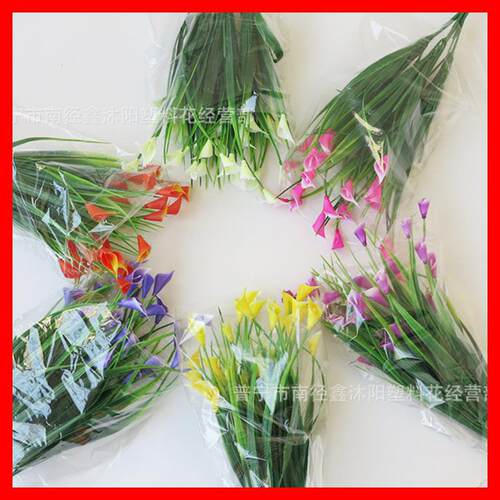 仿真塑料喇叭花家居园艺盆栽装饰仿真植物厂家直供家居马蹄莲假花