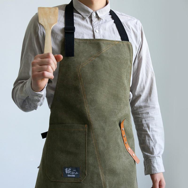 牛仔围裙工作围裙男女奶茶店发型师园艺餐厅服务员工作服logo