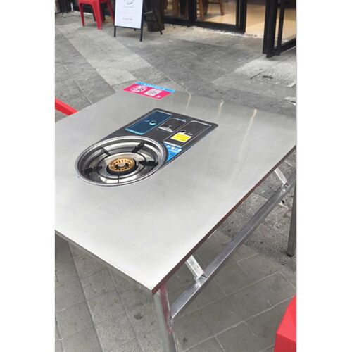 双罐卡磁炉火锅桌子饭店夜市大排档可折叠摆摊桌子卡式炉地摊方桌