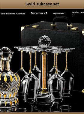 高端摆件家居饰品奢华高级感客厅水晶高脚红酒杯套装玄关乔迁实用