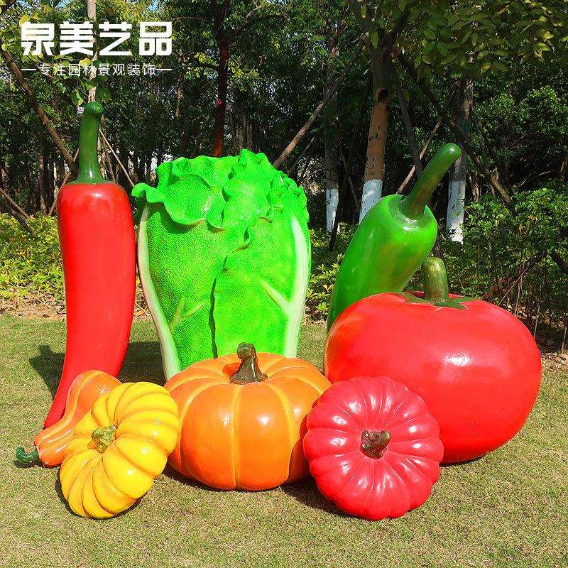 树脂工艺品厂家玻璃钢雕塑商场美陈园林装饰品仿真南瓜大白菜摆件