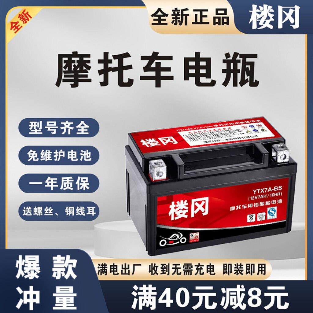 摩托车电瓶12v免维护9A助力车125踏板车7A弯梁车蓄电池干电瓶通用