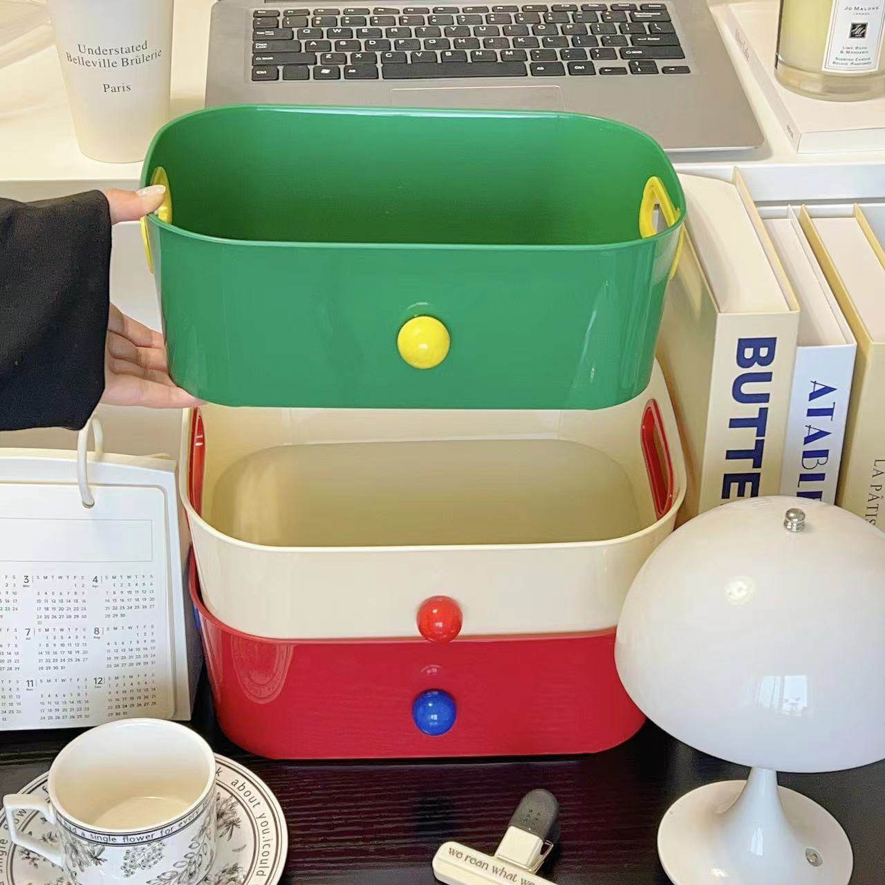 多巴胺桌面收纳盒可爱盒子书桌收纳工位整理玄关可折叠神器收纳篮