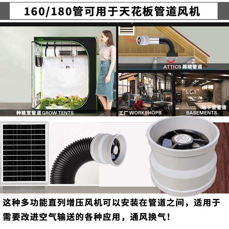 金友恒12V直流110管转75管道风机太阳能排风机家用管道通风换气扇