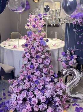 梦幻莫奈仿真花拱婚窗婚礼布置仿真花礼之窗瀑布1231帘弧形门花架