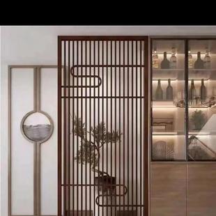 新中式 饰木质格栅现代镂空客厅屏风 实木花格进门玄关隔断墙装
