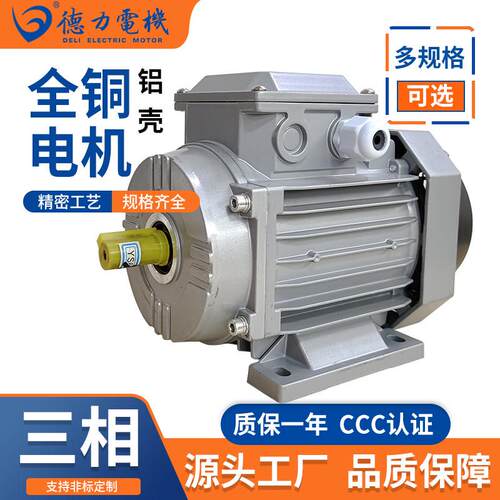三相异步马达1.1/1.5KW电机GS90S-4/90L-4卧式立式铝壳380V德力