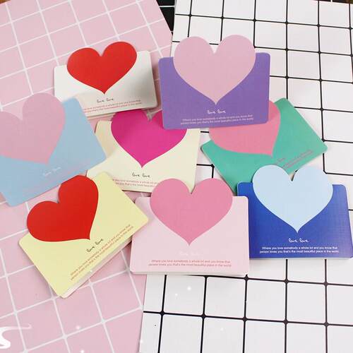 love message card valentine day greeting cards爱心对折留言卡