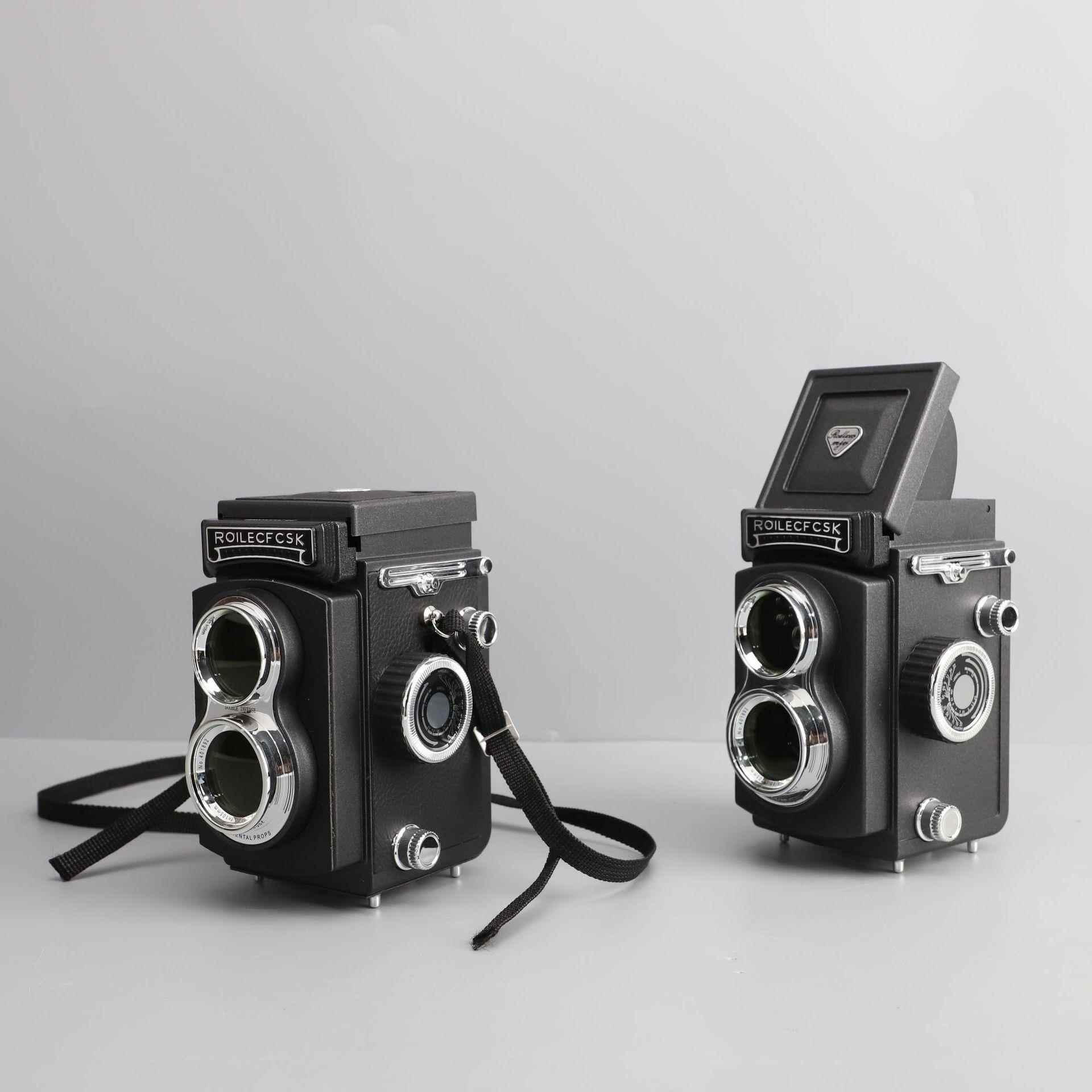 现代简约双反相机模型样板间书房摆件装饰品道具音乐主题软装设计