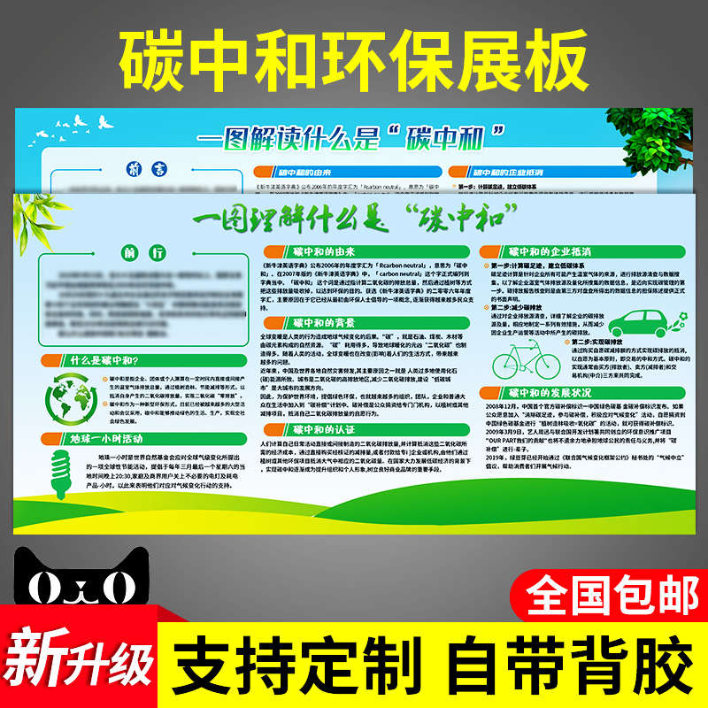 碳中和主题宣传海报展板碳达峰节能减排低碳绿色环保知识告示告知