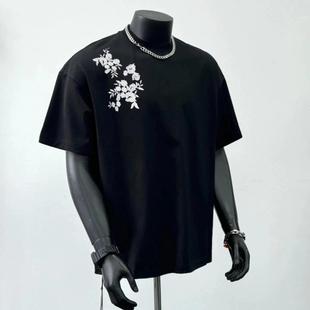 印花透气休闲百搭小圆领短袖 230克重磅纯棉短袖 T恤中国水墨风格