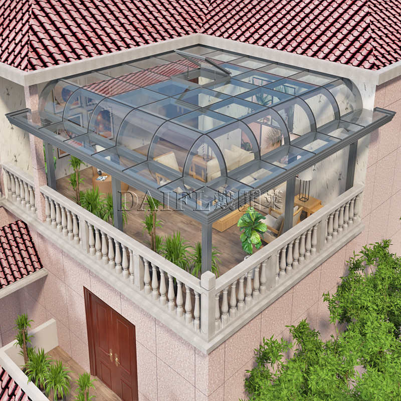 别墅露台阳光房隔音断桥铝合金封阳台中空钢化玻璃花房门窗定制