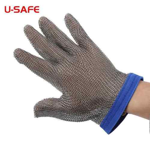 美国U-safe 钢丝防护手套三指五指钢丝手套 防割伤手套五级