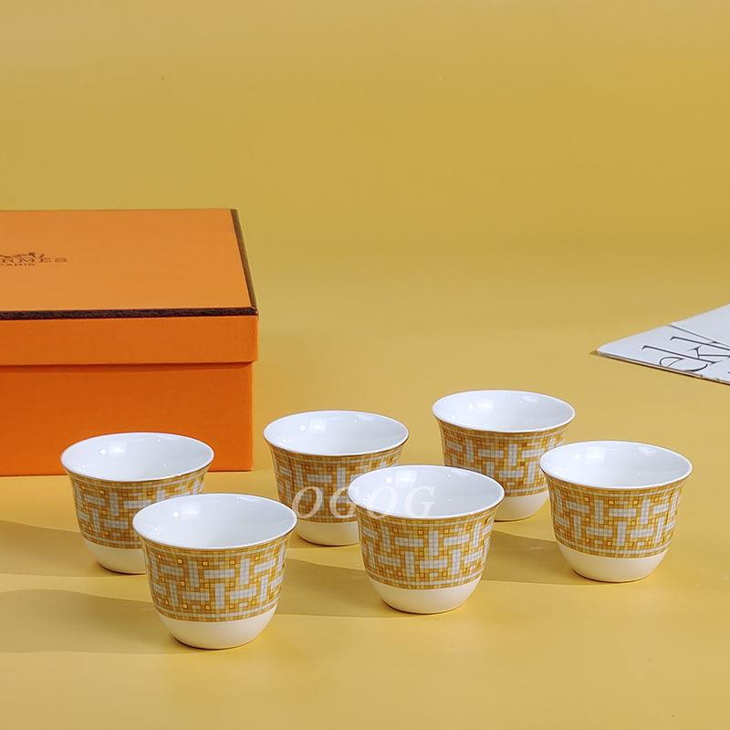 跨境金色马拉车高档骨瓷小茶杯套装高颜值轻奢品茗杯家用送礼