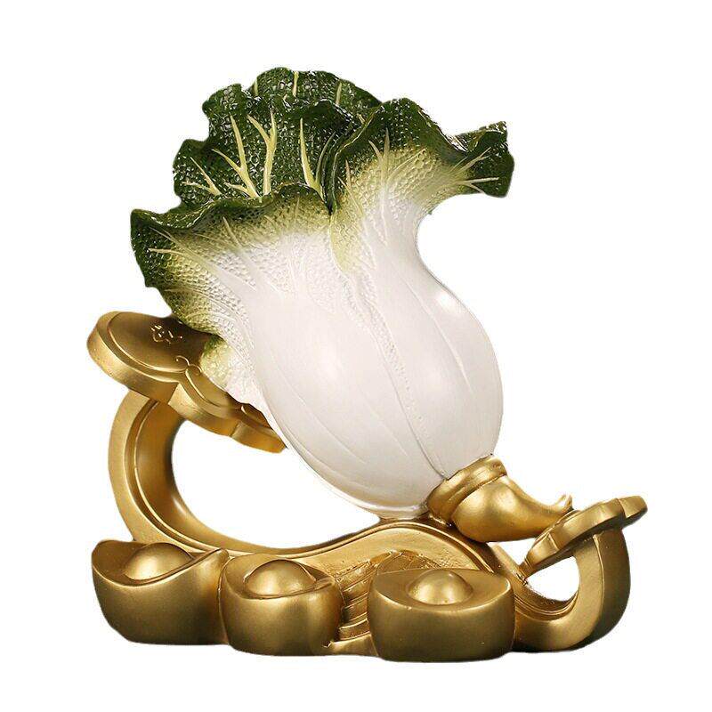 百财白菜摆件家居客厅玄关开业店铺工艺品摆件玉白菜聚财铜工艺品