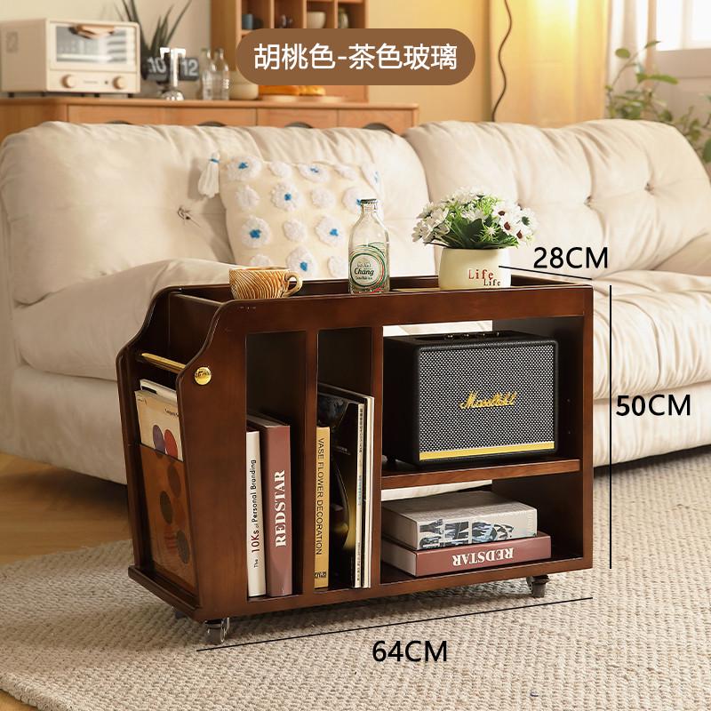 中古小推车边几客厅餐车沙发边柜实木多功能床头收纳置物架子移动