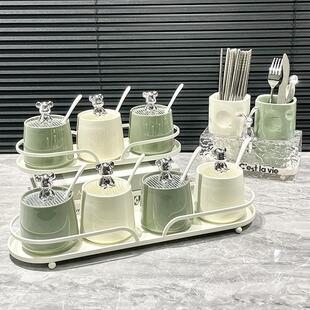 组合盐味精香料收纳盒轻奢 新陶高颜值调味罐厨房家用创意调料套装