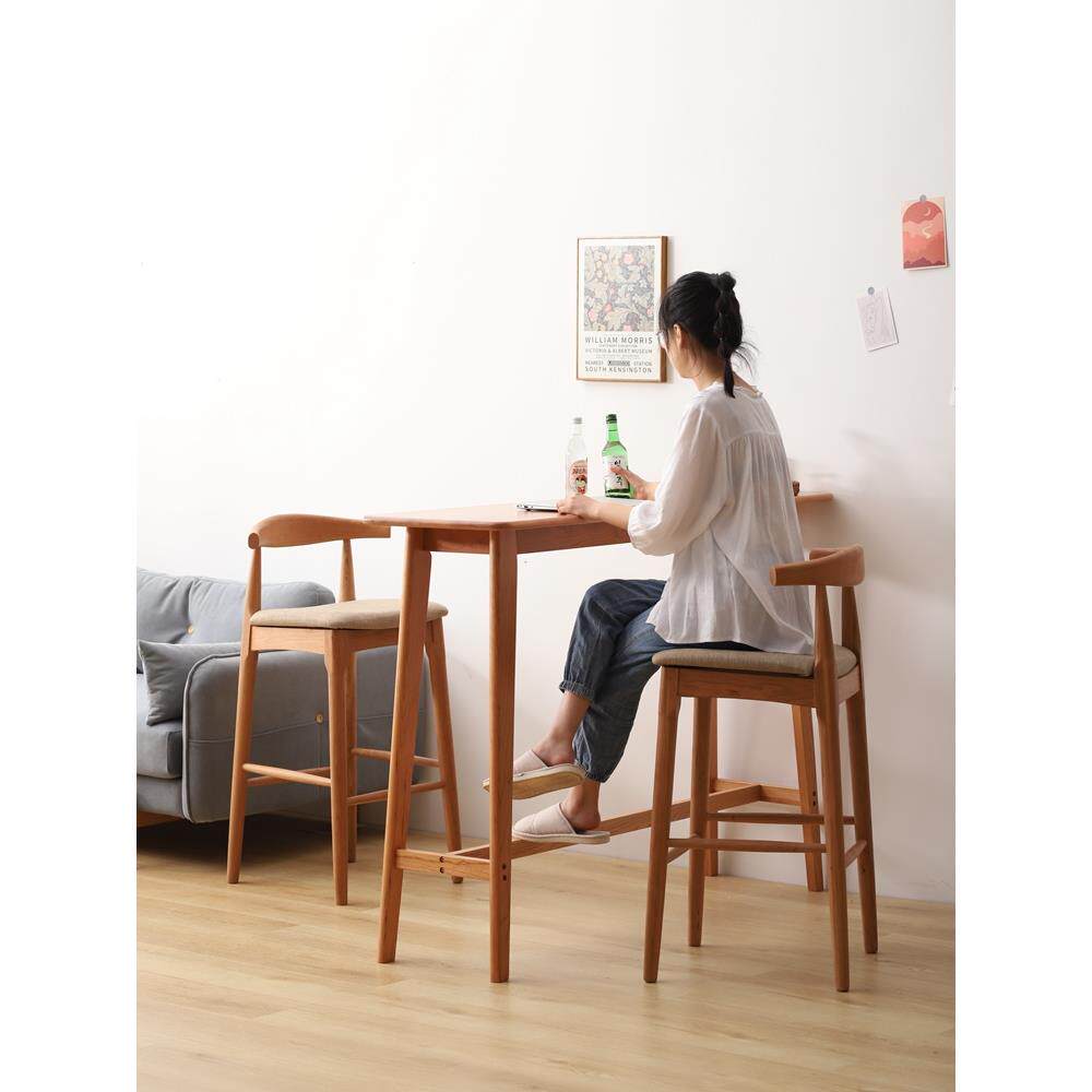 林的木作/实木吧台桌客厅樱桃木隔断家用阳台靠窗高脚桌一体靠墙