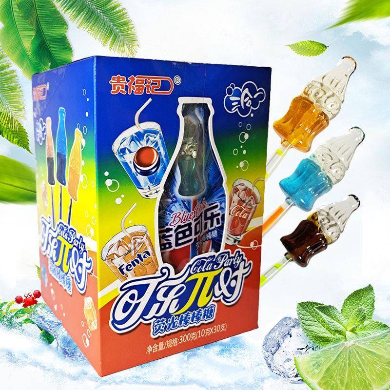 水果味棒糖趣棒味可乐荧网光棒棒糖红夜光棒儿童糖果盒装休闲零食