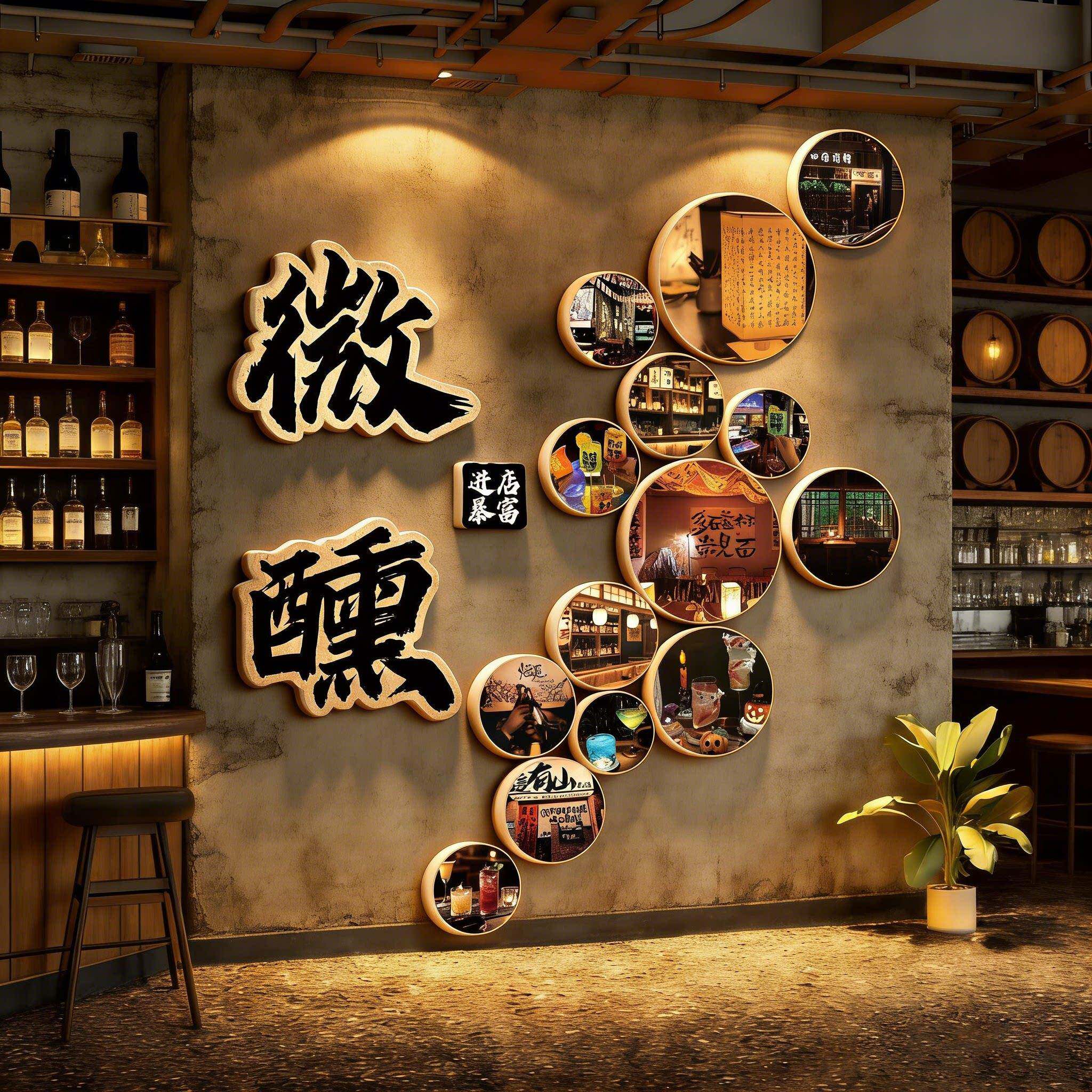 网红打卡微醺清酒吧墙面装饰品场景布置民谣小酒馆啤酒屋工业风墙