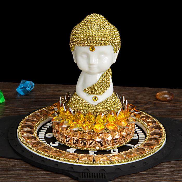 高档车内饰品汽车摆件勒佛汽水车香摆弥件莲花佛像饰中控台摆件装