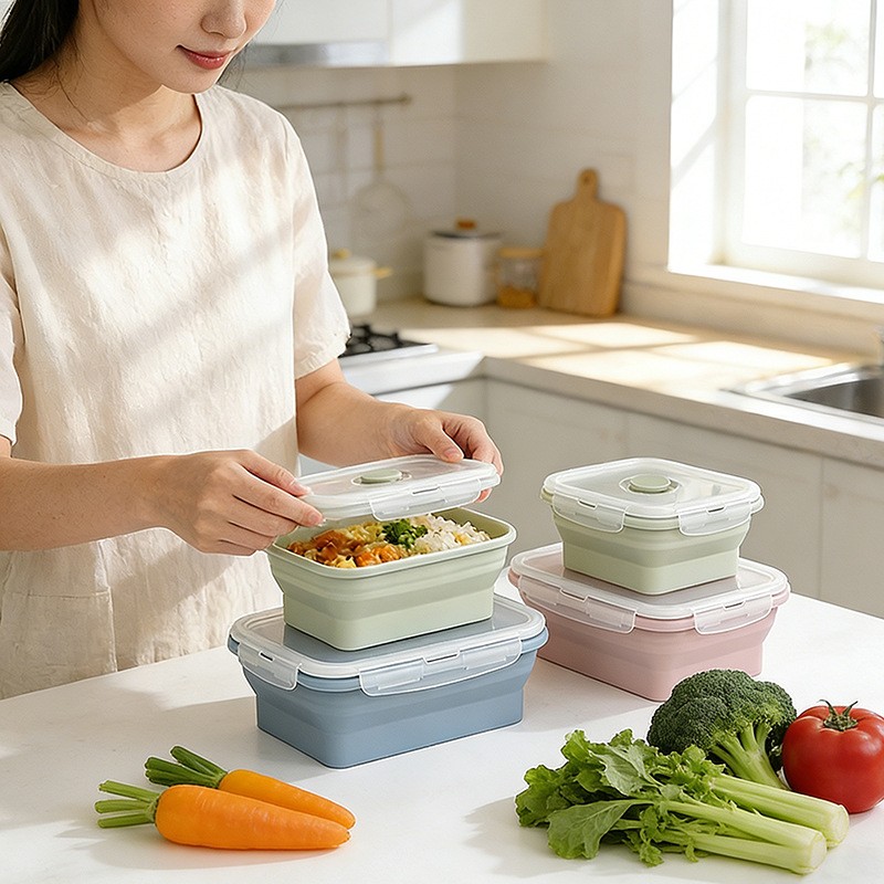 户外折碗硅胶饭盒微波炉便当盒携保鲜盒便餐盒面伸/叠缩碗旅行泡