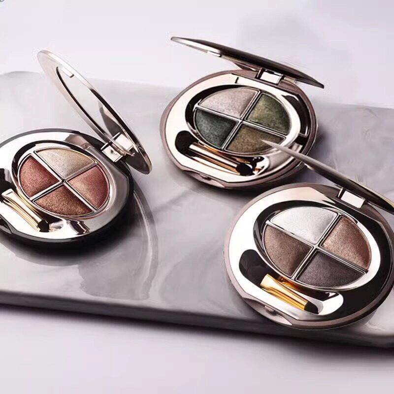 欧美妆四色裸色绿色眼影珠光便携防水烟熏多色黑色大地色系眼影盘