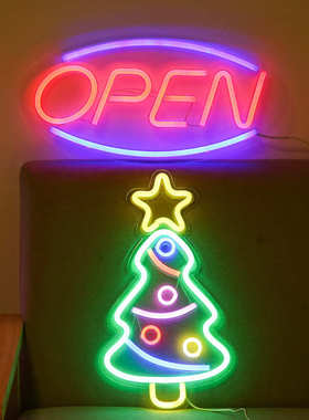 霓虹灯insled卧室灯氛围灯open灯布置透明力房间装饰造型亚克背板