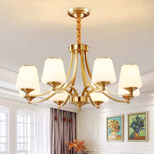 全铜美式吊灯客厅灯 简约现代大厅主灯乡村复古书房餐厅灯卧室灯