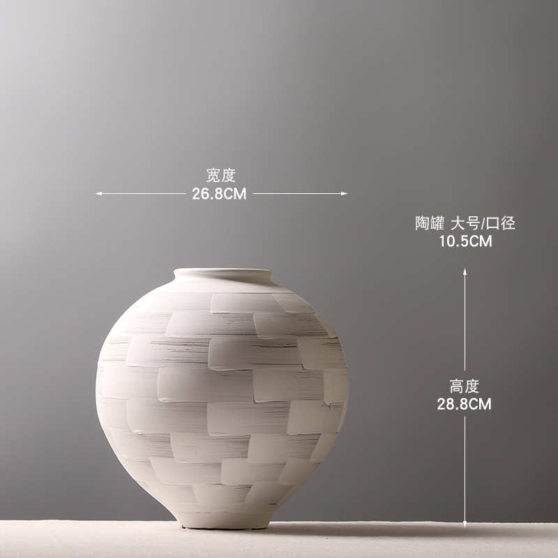 装饰品摆件手花瓶造景插花民摆件创意陶罐宿粉陶日式泥作 引罐子