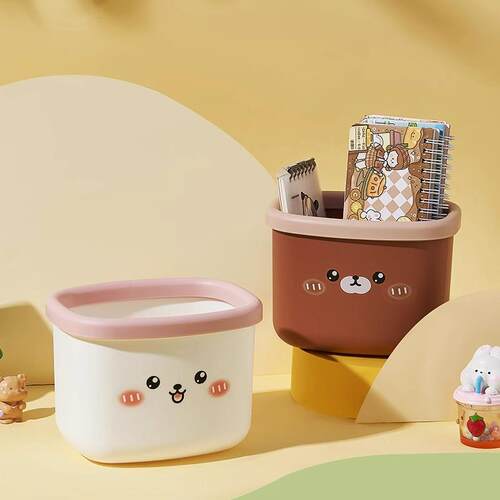 Cute Mini Cartoon Desktop Trash Can for Student Dormitory, D