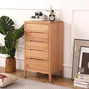 纯实木高五斗橱全红橡木五斗柜现代简约日式小户型北欧风格抽屉柜