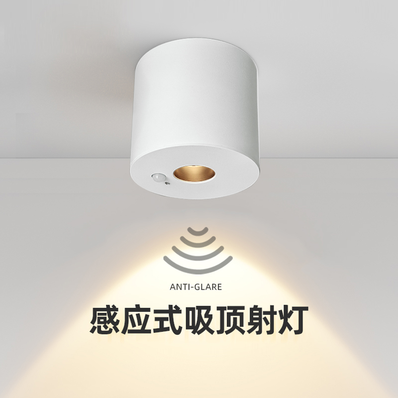 明装筒灯人体感应红外感应桶灯入户玄关过道走廊免开孔天花灯吸顶