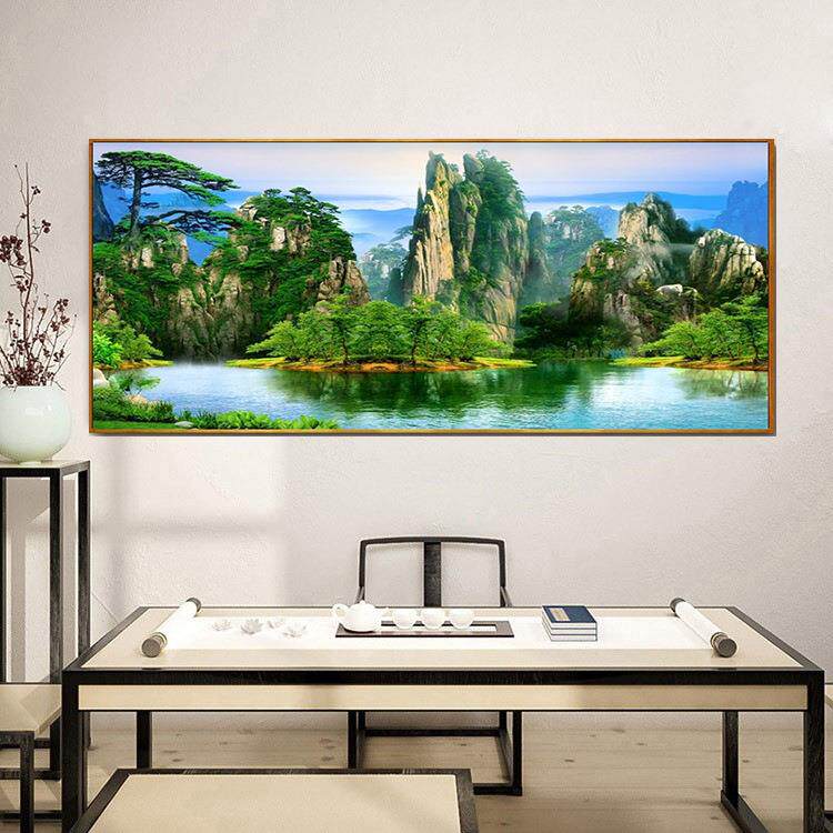 5d钻石画满钻客厅山水画大幅山水风景贴钻十字绣卧室餐厅钻石绣