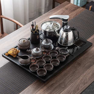 茶台托盘茶托茶海茶道整套简约科技木 实木茶盘家用功夫茶具套装