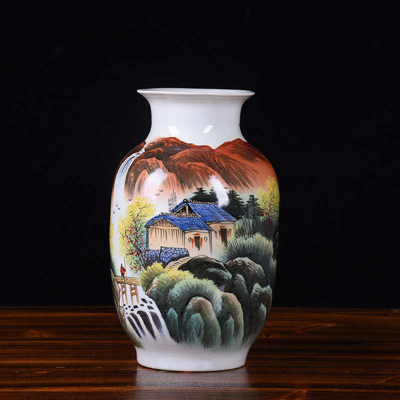 景德镇瓶陶瓷花瓶批发名家手绘鸿运当头冬瓜瓶家居装饰品摆件收藏