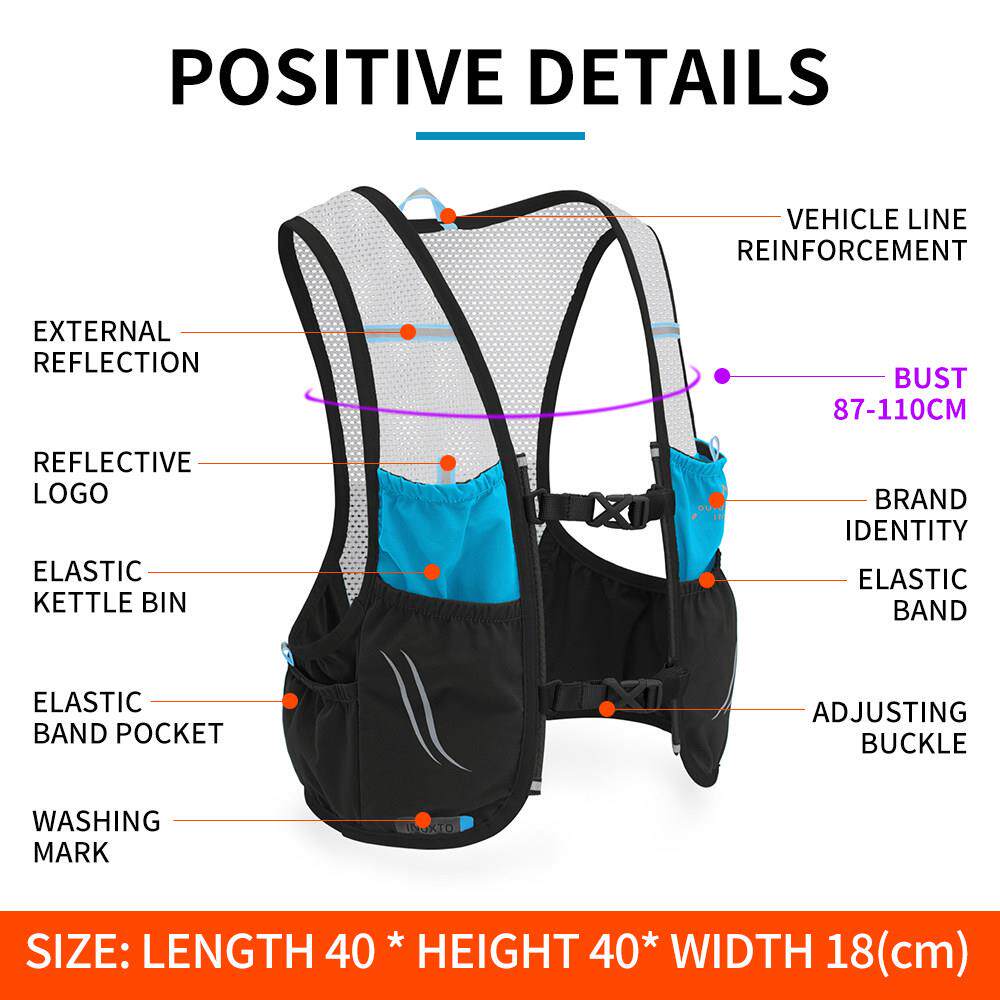Lightweight running backpack hydration vest, suitable for bi