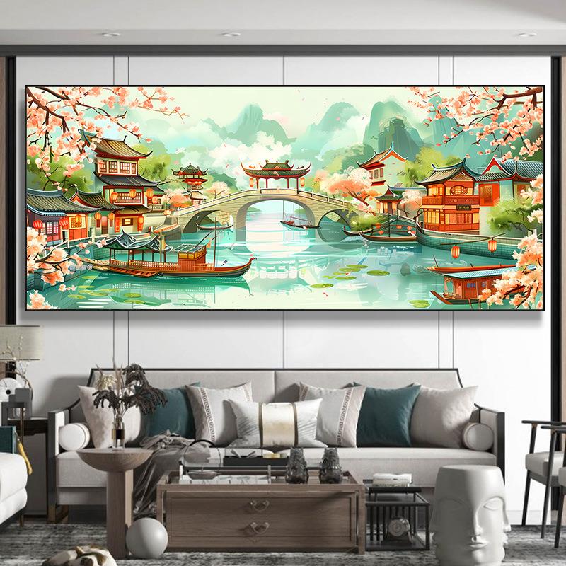 十字绣忆江南2025新款线绣新中式古风客厅办公室风景山水画53色